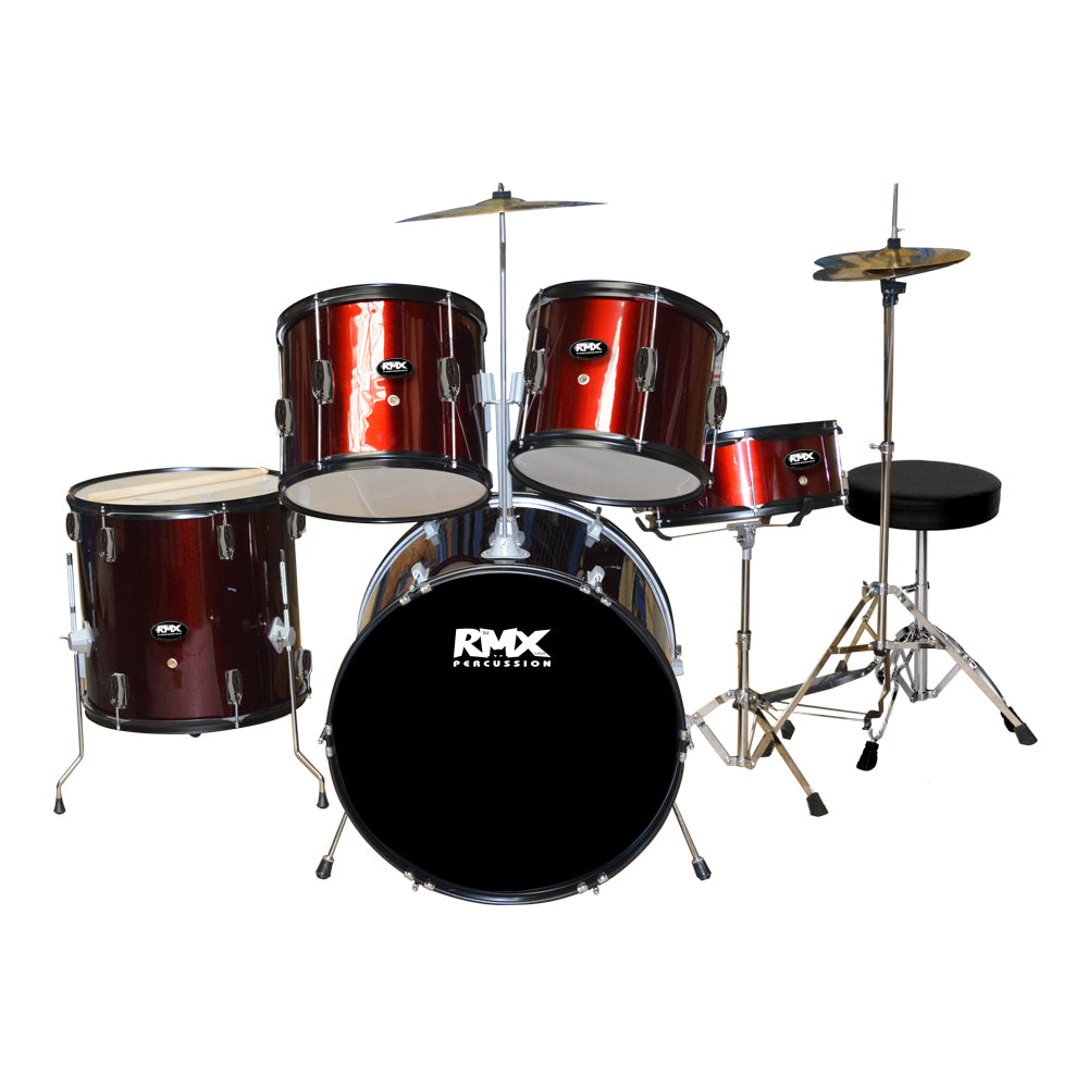 Kit de Batería adulto 5 pcs. roja plat+ piso RMX