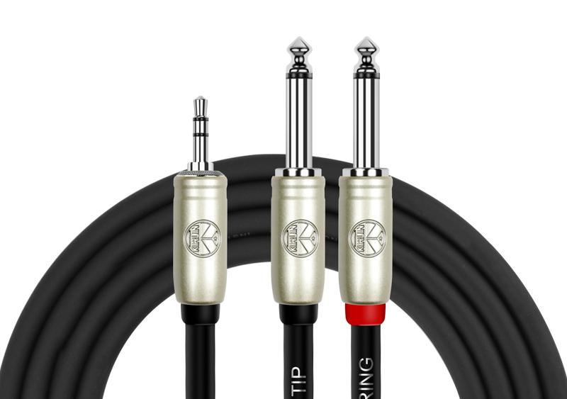 Cable Audio Plug 3,5 TRS a 2 Plug 6,3 Mono Metálico 3m Kirlin