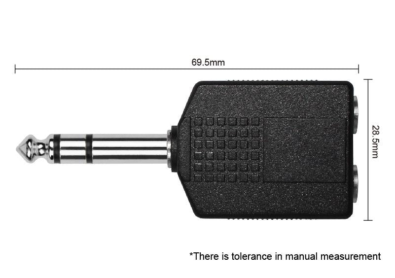 Adaptador 6,3 Mono a 2 6,3 Mono Hembra Kirlin