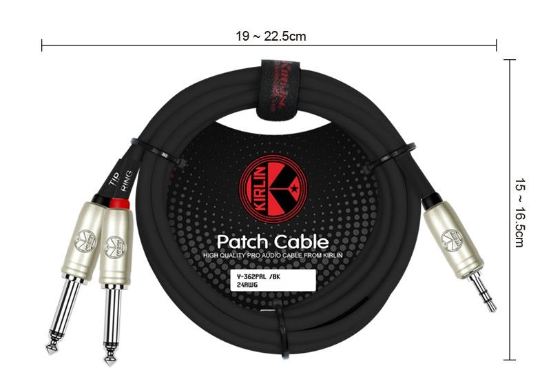Cable Audio Plug 3,5 TRS a 2 Plug 6,3 Mono Metálico 3m Kirlin