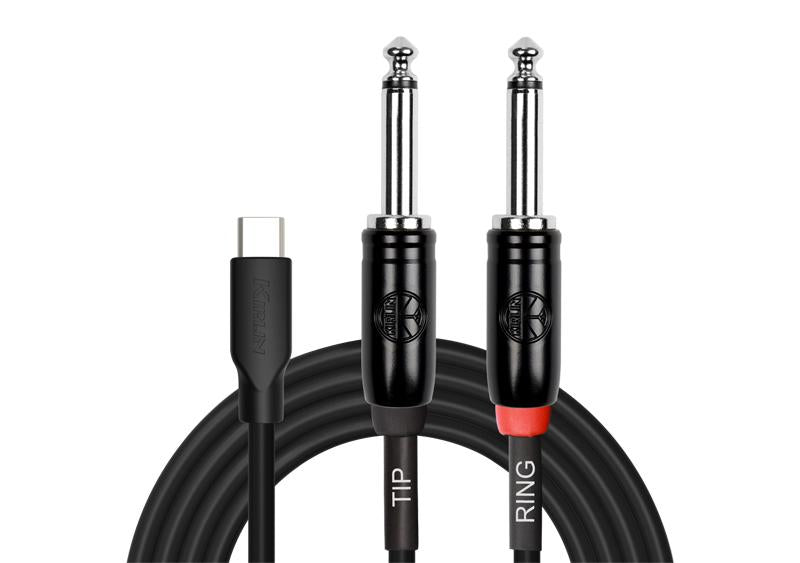 Cable USB C a 2 Plug 6,3 Mono 2 m Kirlin