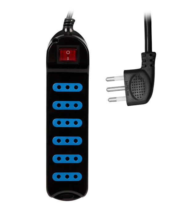 Extensión múltiple 6 posiciones con switch 3 m negra Philco