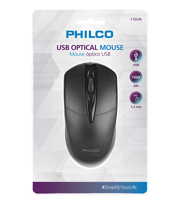Mouse óptico USB negro Philco