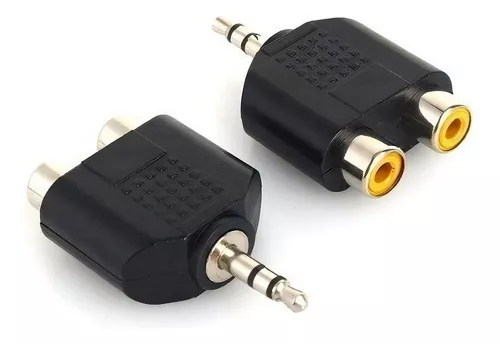 Adaptador 2 RCA hembra a 1 plug 3,5 macho