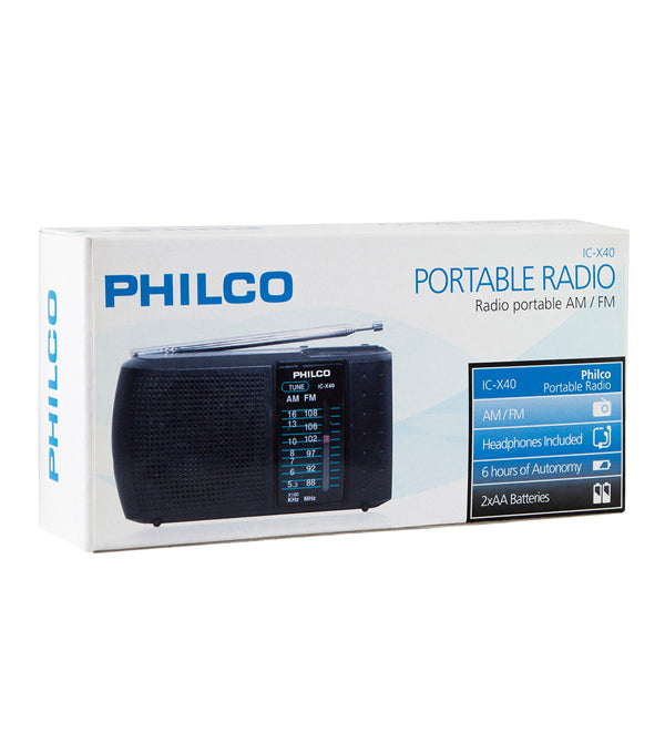 Radio portátil con audífono ICX-40 Philco