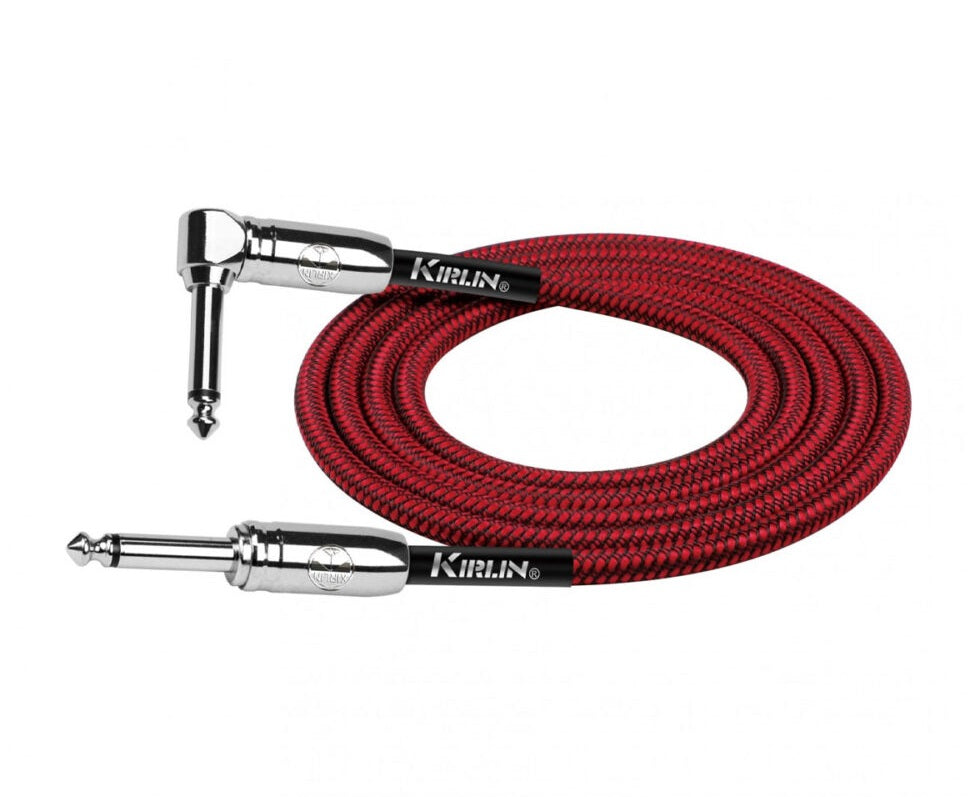 Cable Instrumento 6,3 Mono en L 6 m Tela Rojo Kirlin
