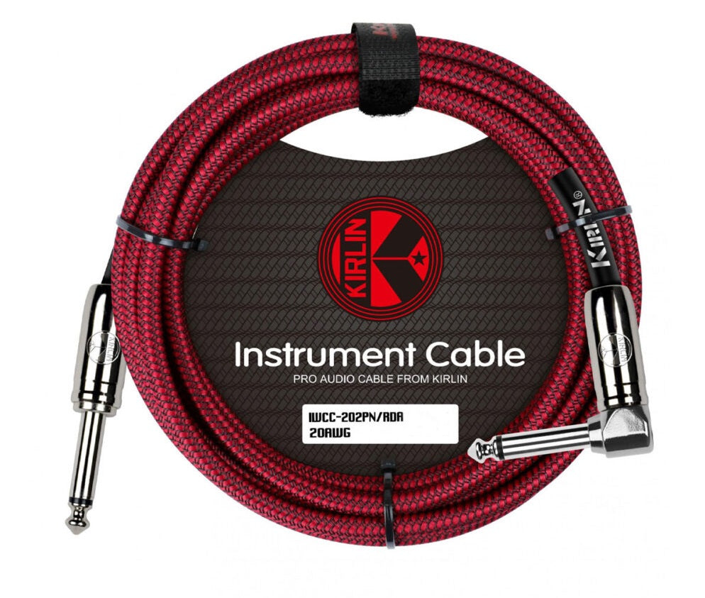 Cable Instrumento 6,3 Mono en L 3 m Tela Rojo Kirlin