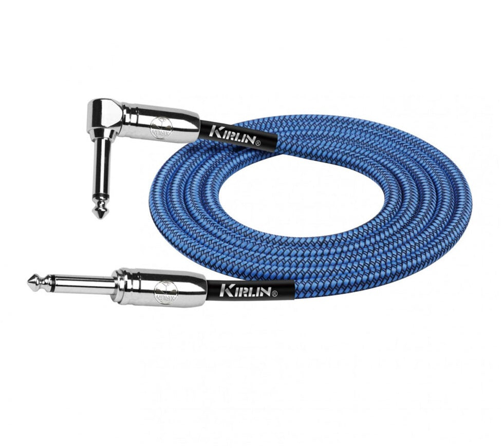 Cable Instrumento 6,3 Mono en L 6 m Tela Azul Kirlin