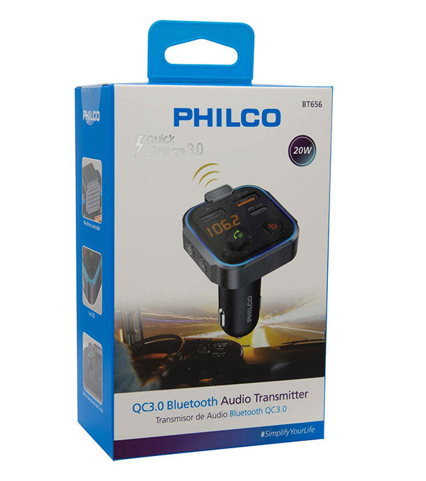 Transmisor FM USB 3.0 carga hasta 20W Philco