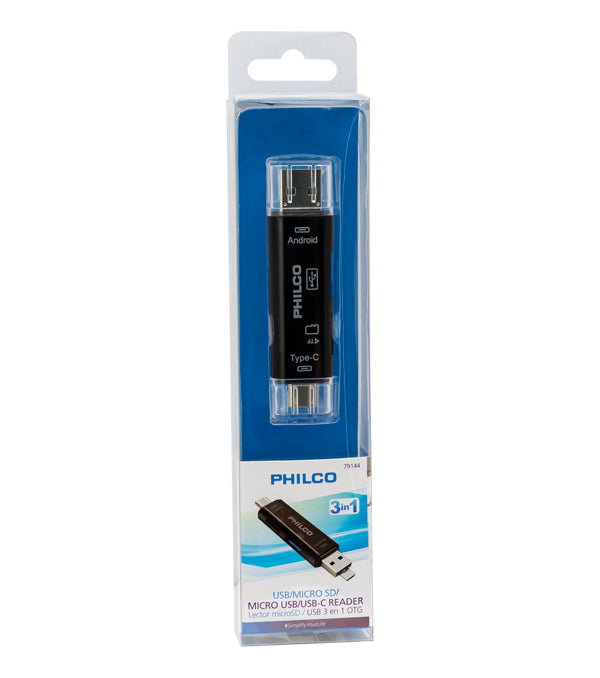 Lector micro SD / USB 3 EN 1 OTG Philco