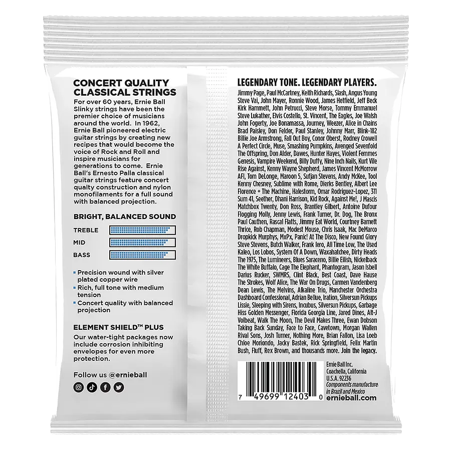 Cuerdas Guitarra Clásica Ernesto Palla Ernie Ball