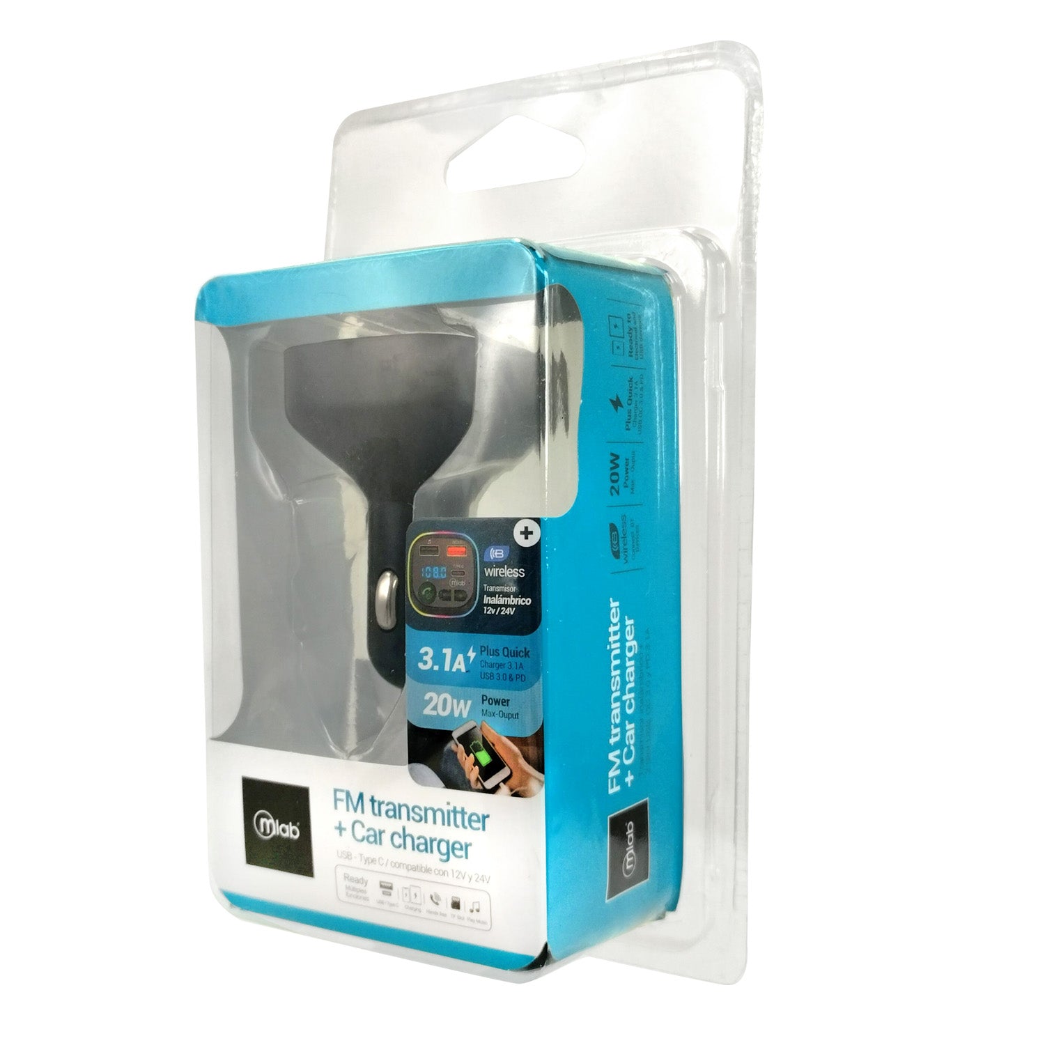 Cargador rápido 20W para auto MicroLab