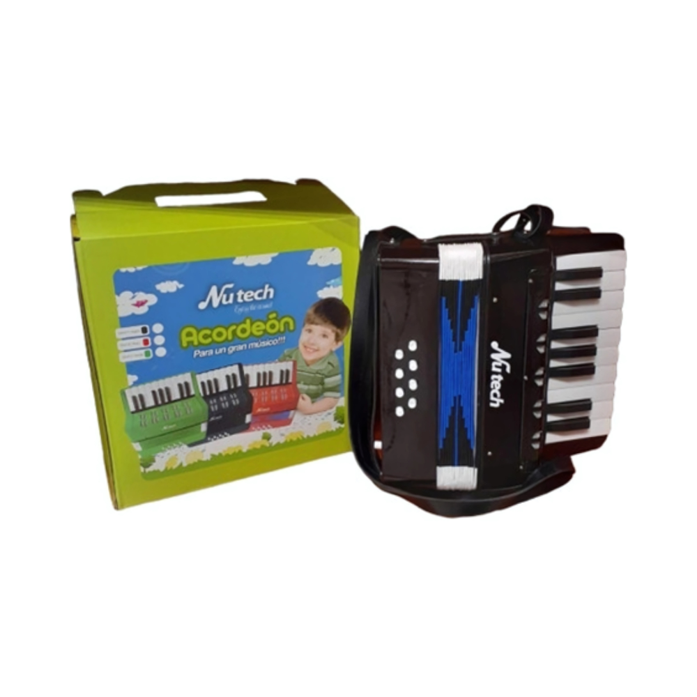 Acordeón para Niño 7 Teclas 2 Bajos Negro Nutech