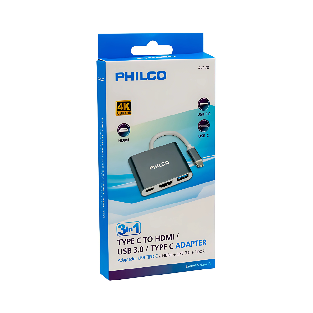 Adaptador USB Tipo C a HDMI + USB 3.0 Philco