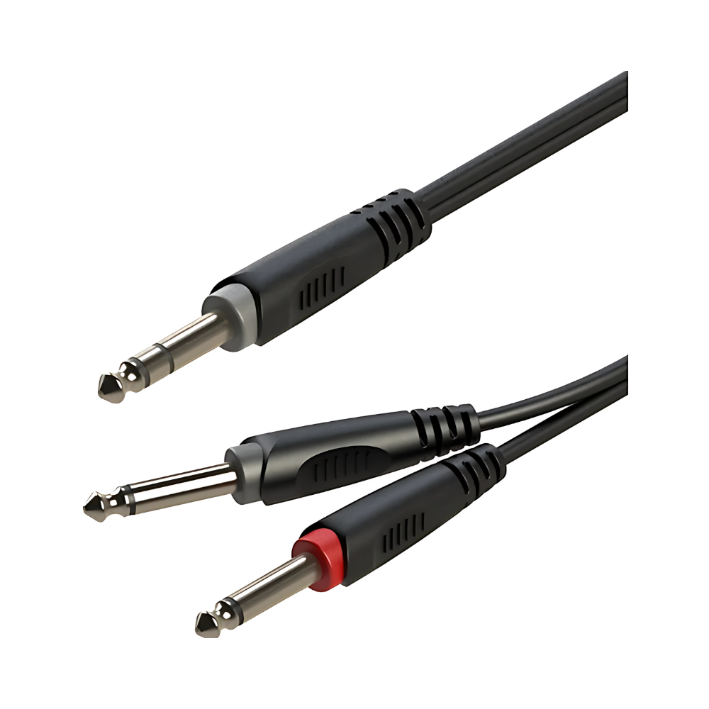 Cable 1 Plug 6,3 Estéreo a 2 Plug 6,3 Mono 2m Roxtone