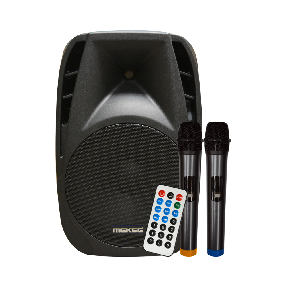 Caja Acústica Recargable 15" con 2 Micrófonos Inalámbricos Mekse