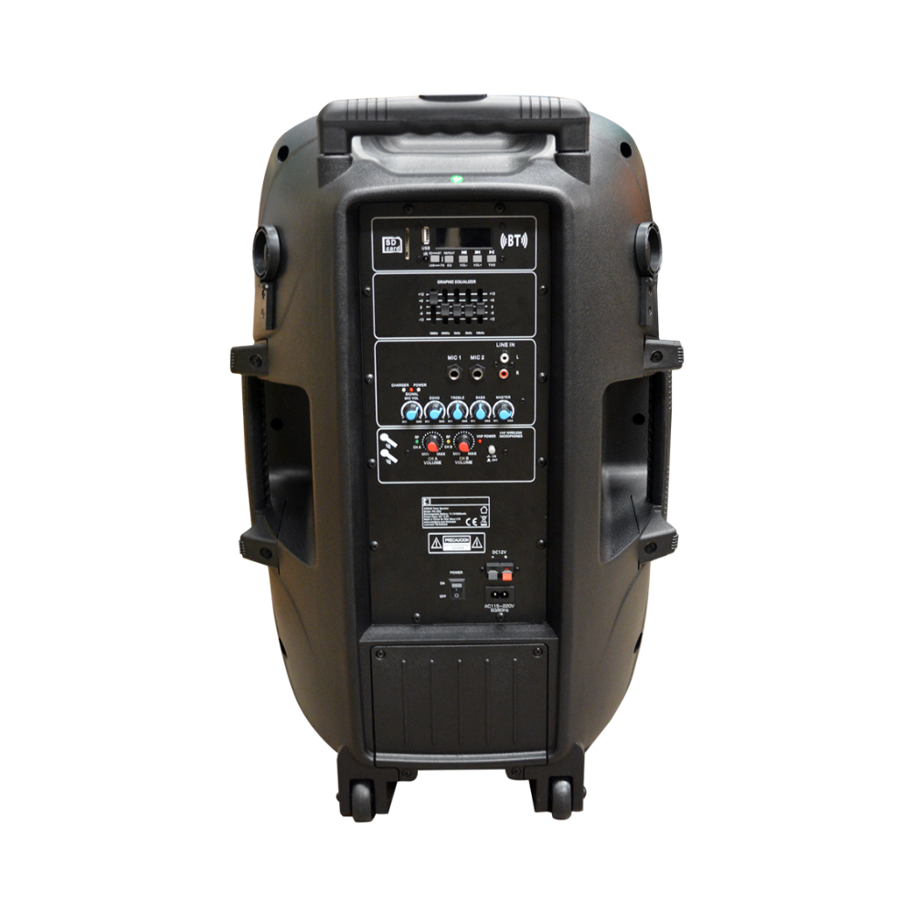 Caja Acústica Recargable 15" con 2 Micrófonos Inalámbricos Mekse