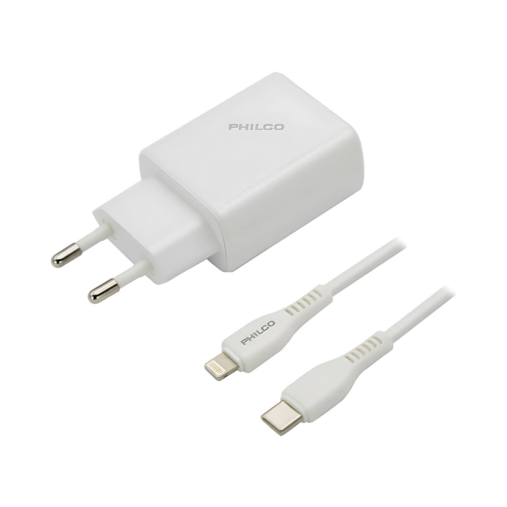 Cargador Rápido con Cable USB-C a Lightning 18 W Philco