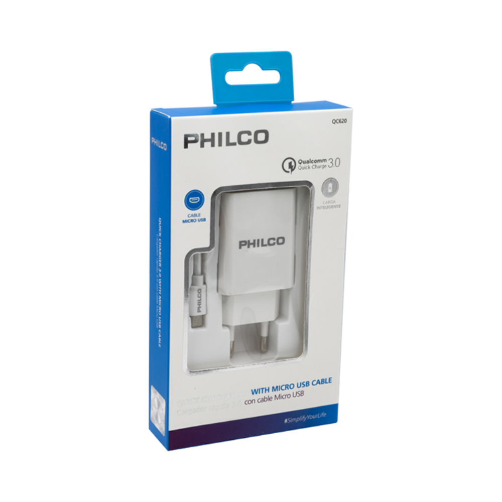 Cargador USB Inteligente con Cable Micro USB Philco