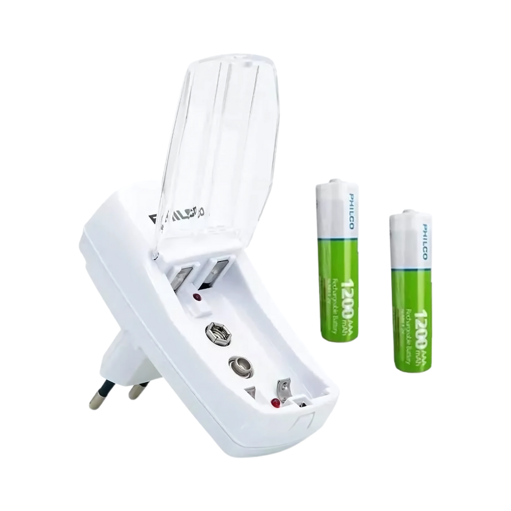 Cargador con 2 Pilas AA 2700 mAh Philco