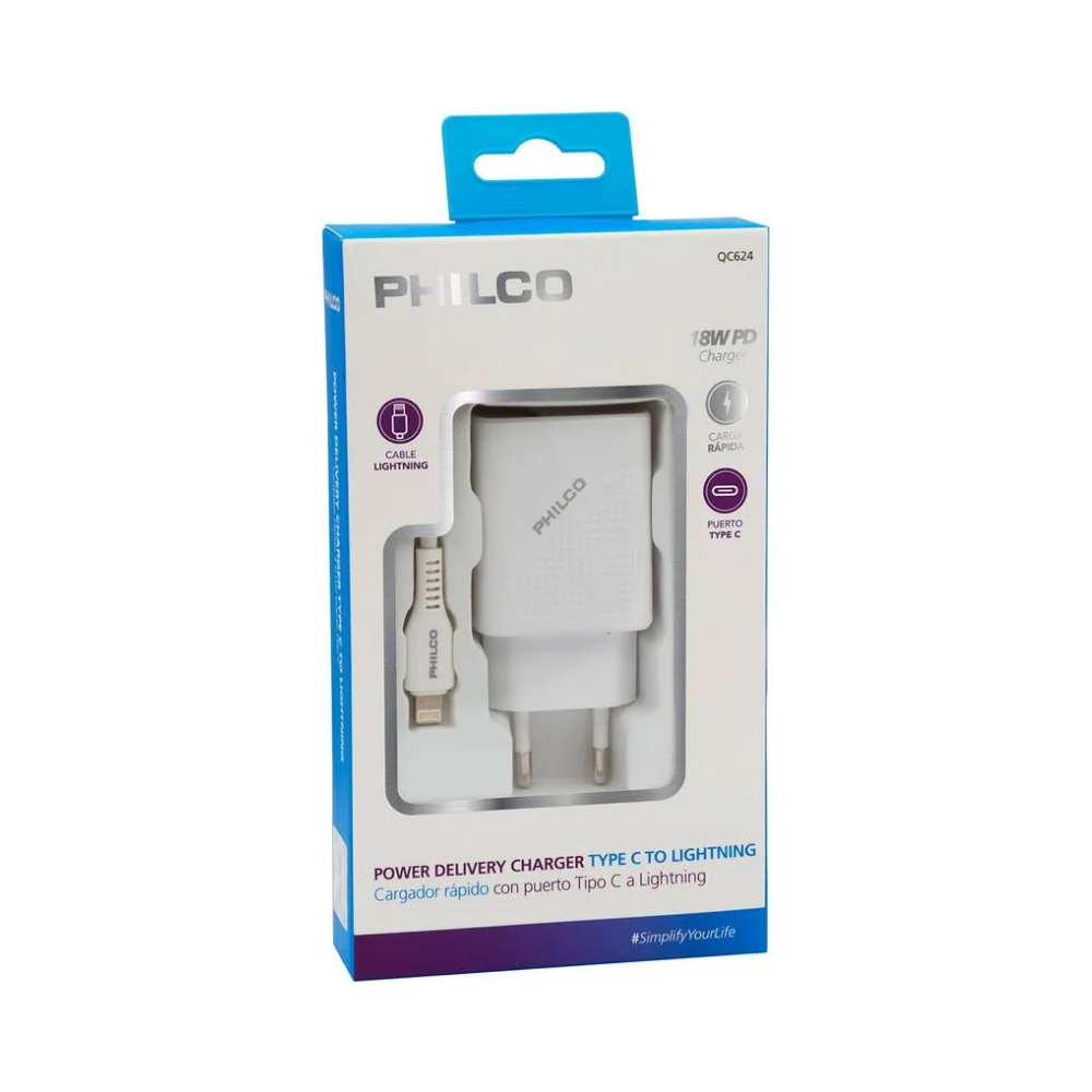 Cargador de Pared 2.1A Doble para iPhone Philco