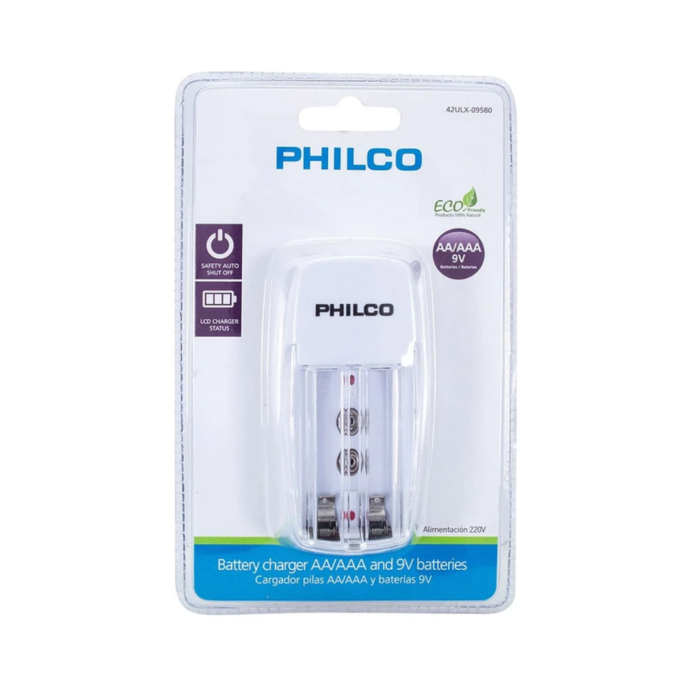 Cargador de Pilas AA, AAA y 9V Philco