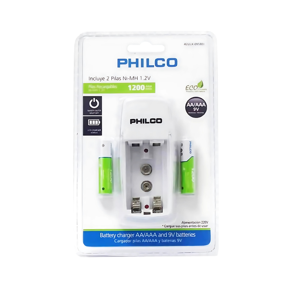 Cargador de Pilas con 2 Pilas AAA Philco