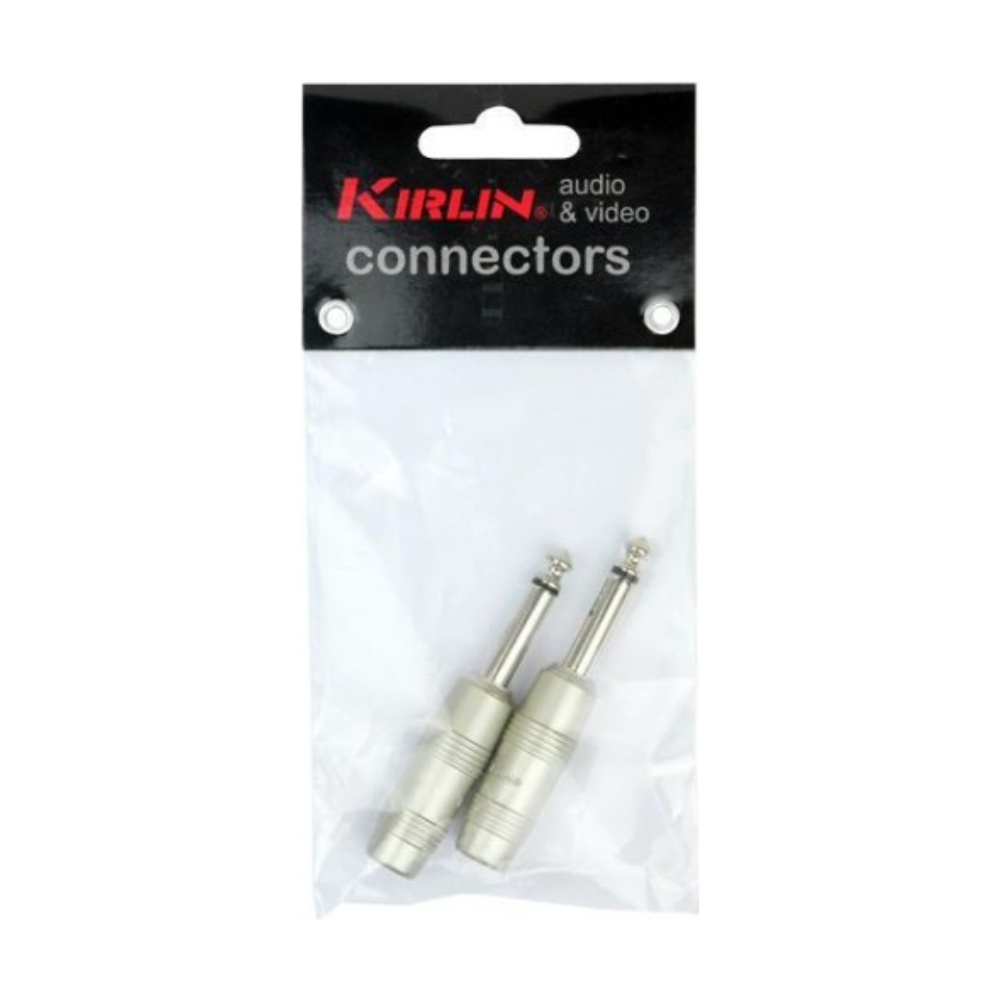 Conector 6,3 mm Mono Metálico Plateado Pack 2 Unidades Kirlin