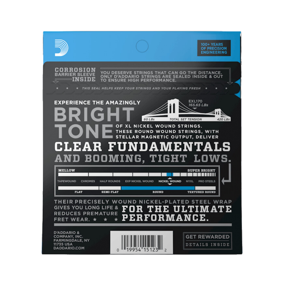 Cuerdas Bajo Eléctrico 4 cuerdas D`Addario