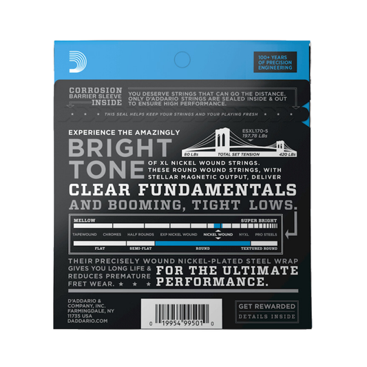 Cuerdas Bajo Eléctrico 5 cuerdas 45-130 D'Addario