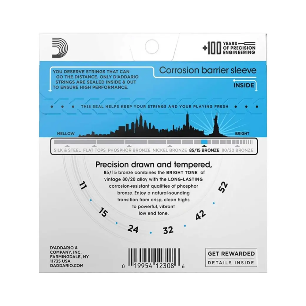 Cuerdas para Guitarra Electroacústica Bronce 11-52 D'Addario