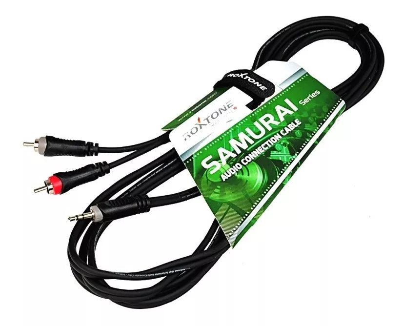 Cable Roxtone 1 m (2 Rca Macho/1 Mini Plug 3.5 Mm Estéreo)