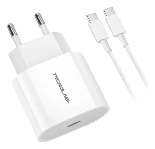 Cargador Celular 20w C/usb-c C/cable Tipo-c Tecnolab Tl464 Color Blanco