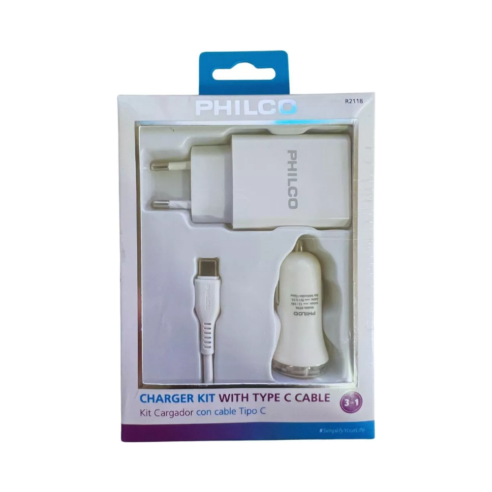Kit Cargador Micro USB Certificado Philco