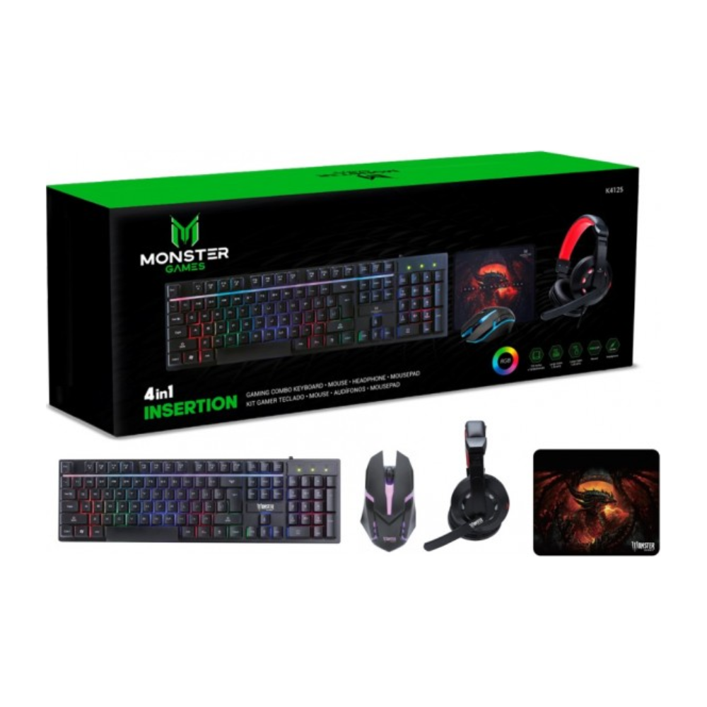 Kit Teclado Mouse Gamer Monster Games