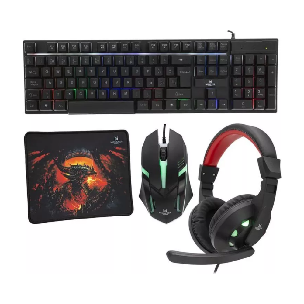 Kit Teclado Mouse Gamer Monster Games