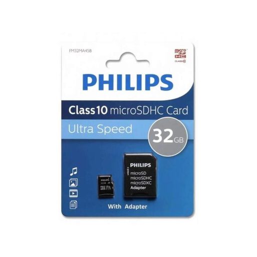 Tarjeta micro SD 32GB Con Adaptador Philips