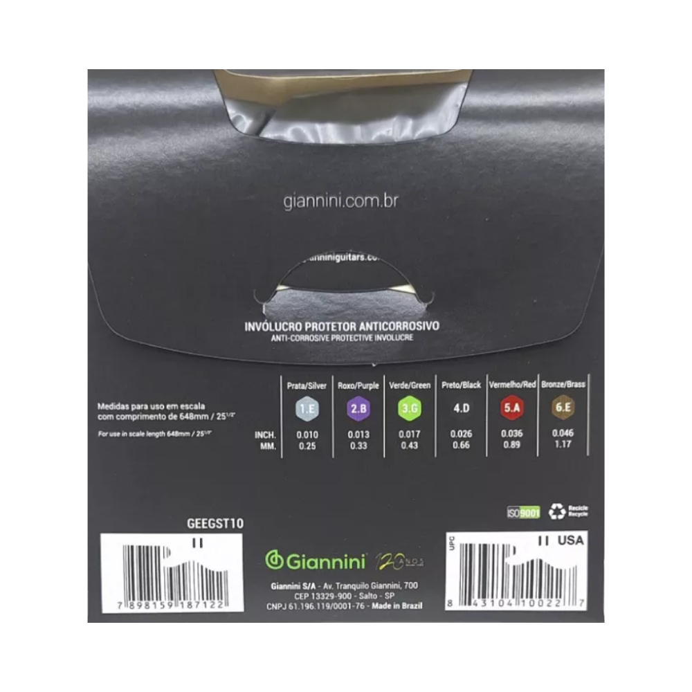 Set de Cuerdas Guitarra Eléctrica 10-46 Giannini