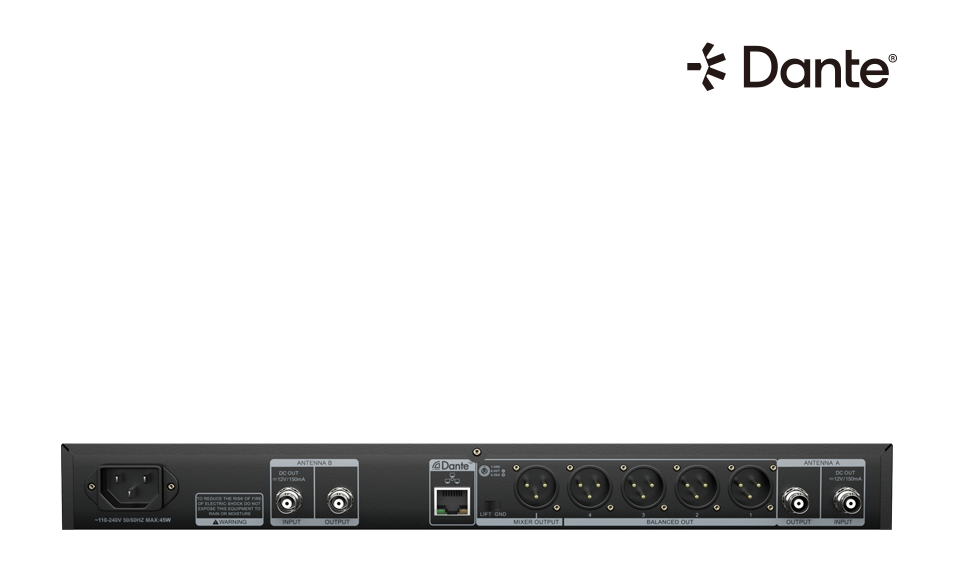 Receptor sistema inalámbrico 4 canales Dante UR-2Q Relacart