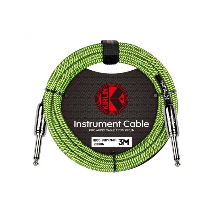 Cable instrumento 6,3 mono tela verde 3 m Kirlin