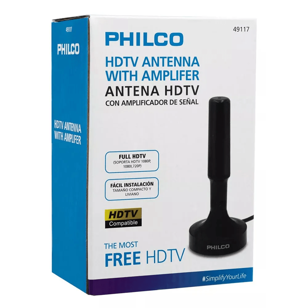Antena TV Digital HD con amplificador de señal Philco - Espacio música