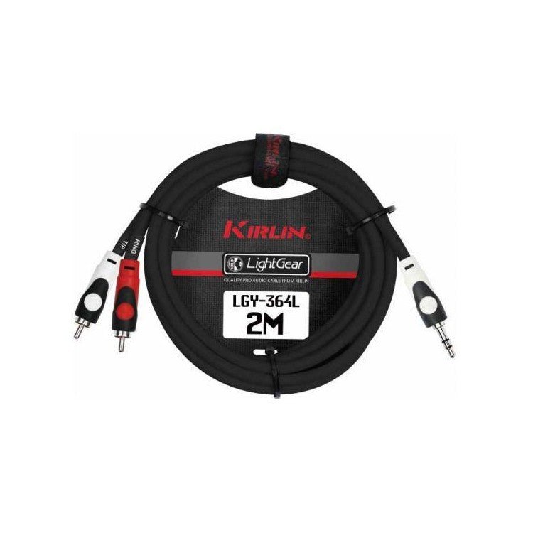 Cable 3,5 stereo a 2 plug RCA 2 metros Kirlin - Espacio música