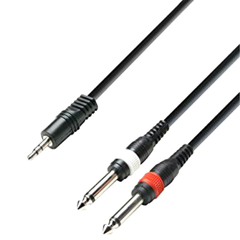 Cable de audio de 3,5 mm estéreo a 2 Jack Mono 6,35 mm 3 m