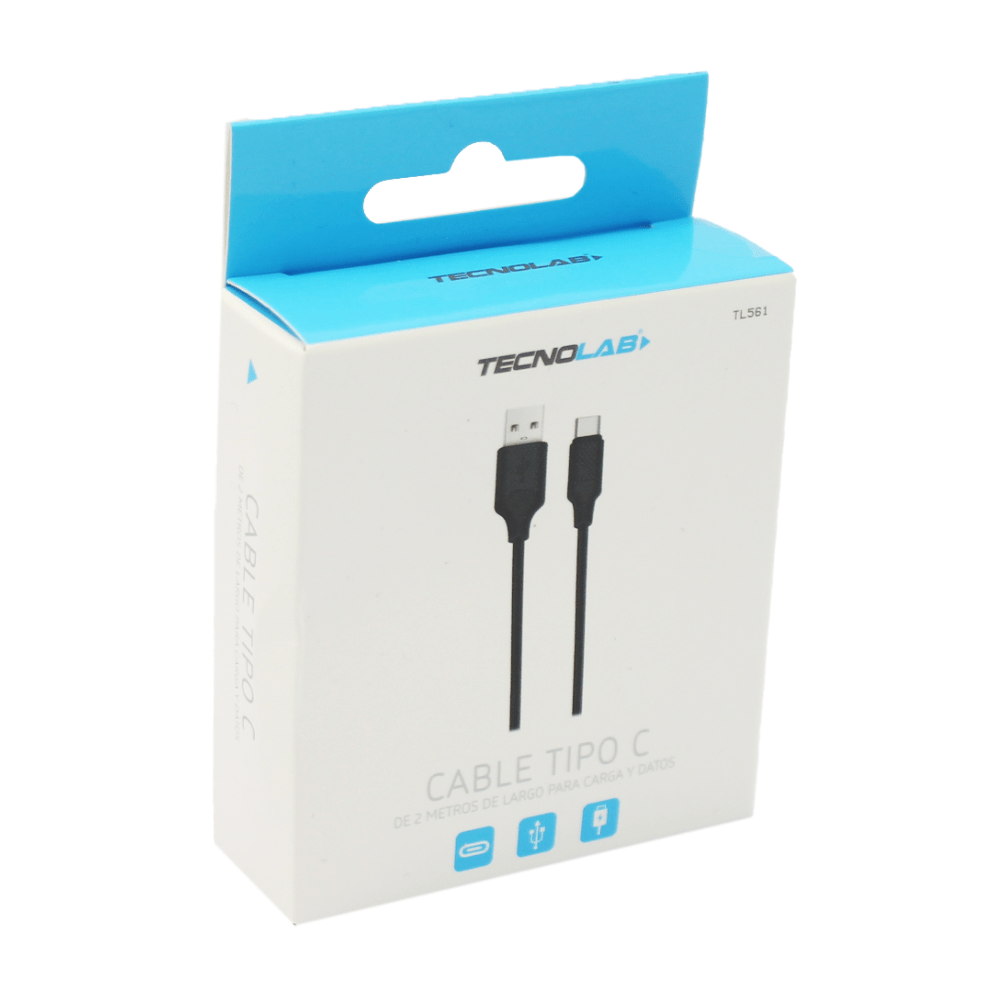 Cable Usb A Tipo C 2 Metros Negro Alta Conductividad Tecnolab - Espacio música