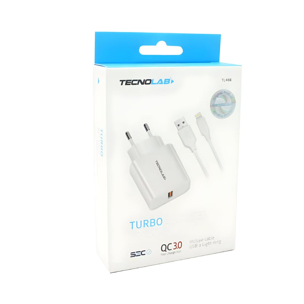 Cargador rápido USB + cable lighting TL466 TECNOLAB - Espacio música