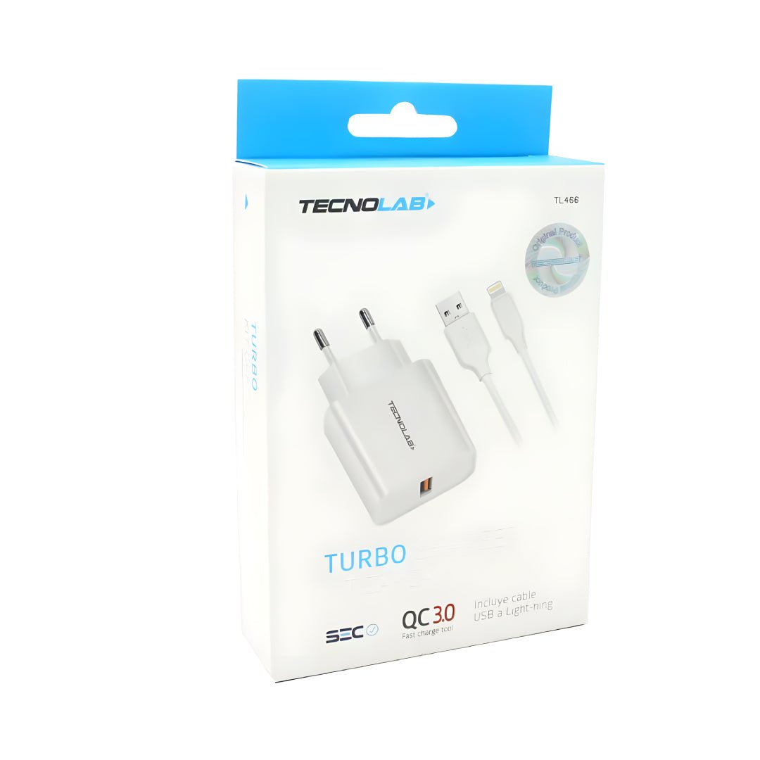 Cargador rápido USB + cable lighting TL466 TECNOLAB - Espacio música