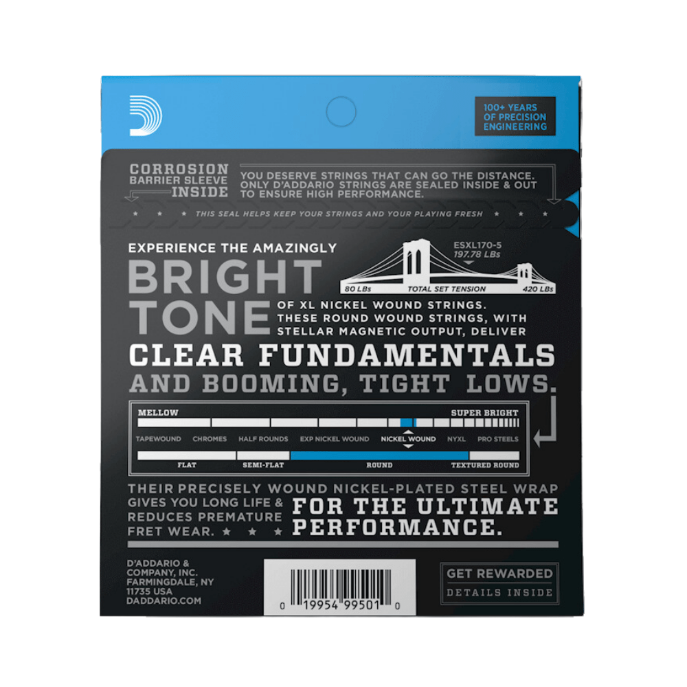 Cuerdas Bajo Eléctrico 5 cuerdas 45 - 130 D'Addario - Espacio música