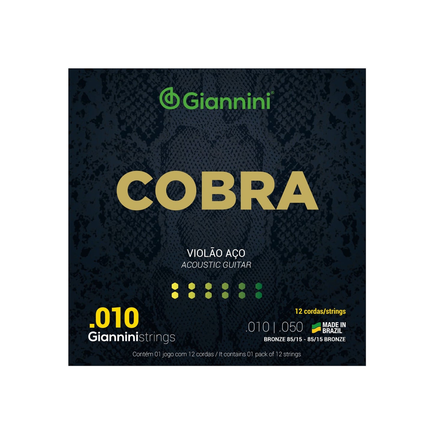 Cuerdas Guitarra Acústica 12 cuerdas metálicas 10-50 Giannini