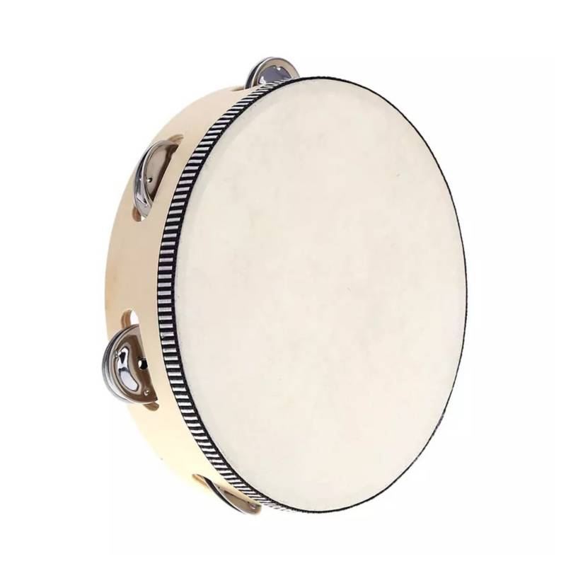 Pandero madera con parche 8” sonajas metal