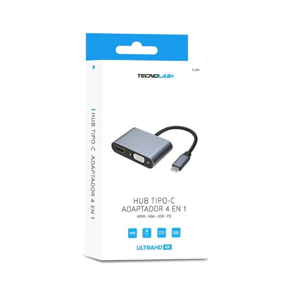 HUB TIPO C A HDMI - VGA - USB 3.0 - USB C TL364 TECNOLAB - Espacio música